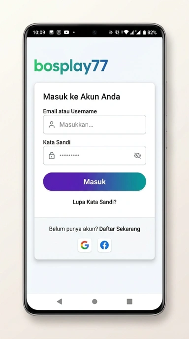 Tampilan halaman login bosplay77